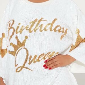 Gold Sequin 'Birthday Queen' Sweater